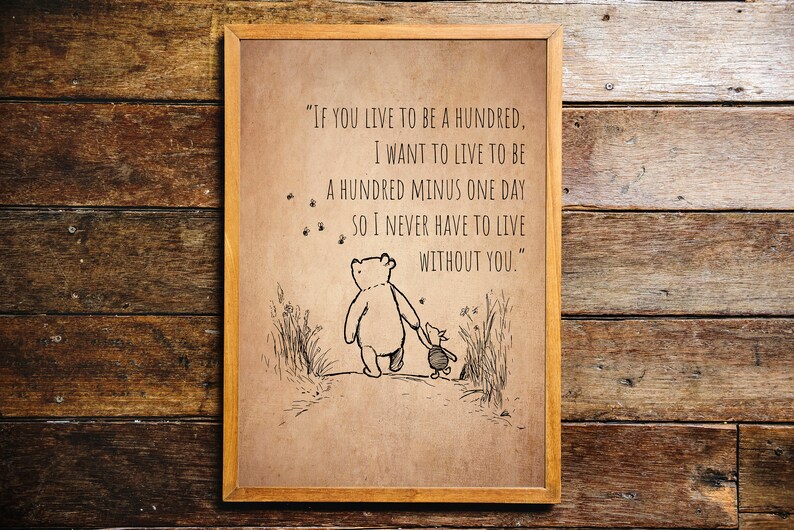 If You Live to Be 100 Vintage Winnie the Pooh Wall Art Print Etsy