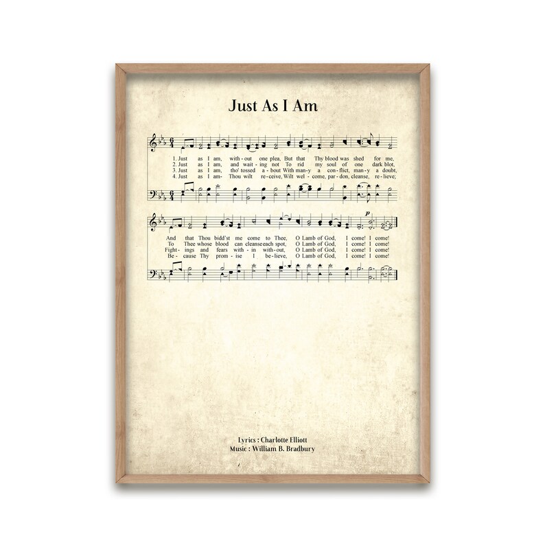 Just as I Am Vintage Hymn Wall Art Print Biblical Sheet Music - Etsy