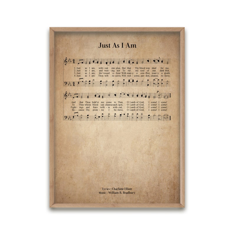 Just as I Am Vintage Hymn Wall Art Print Biblical Sheet | Etsy