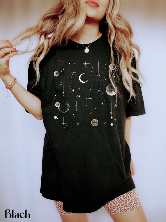 T Shirts Graphic - Celestial Comfort Shirt Colors, Boho, Oversized, Shirt Moon Phase Etsy Astrology Moon Garment Dyed, Vintage Astronomy, Moon T