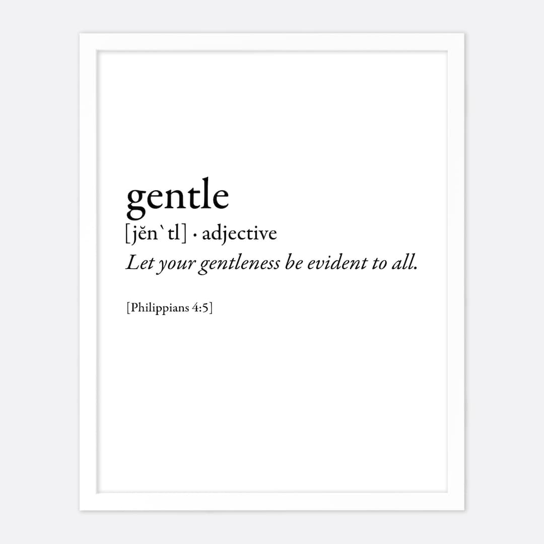 Gentle Definition Dictionary Print Etsy