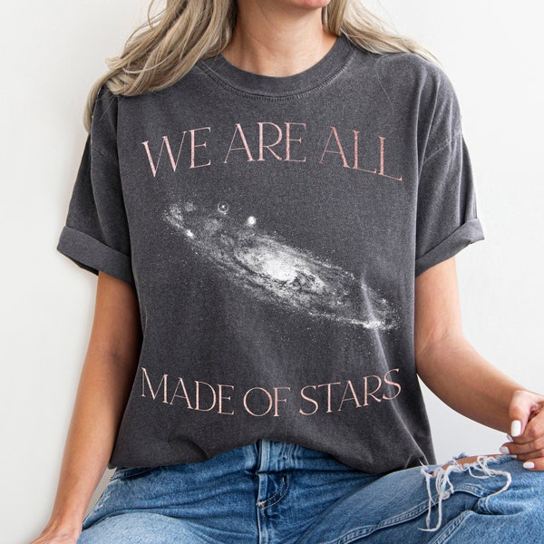 Made of Stars T Shirts Graphic T Shirt Moon Space Astrology Astronomy, Comfort Colors, Garment Dyed, Boho, Oversized, Vintage