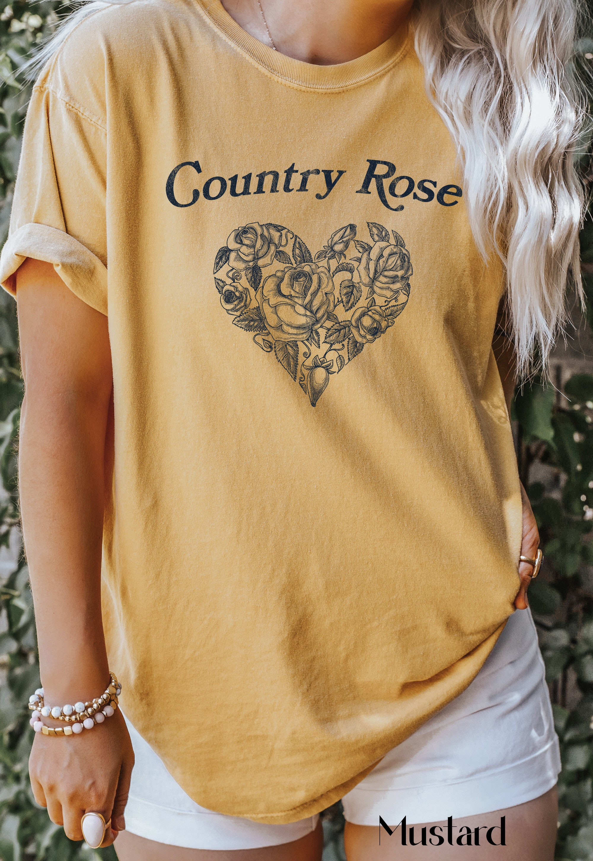 Country Rose T-shirt Cute Western Shirts Comfort Colors Shirt Boho