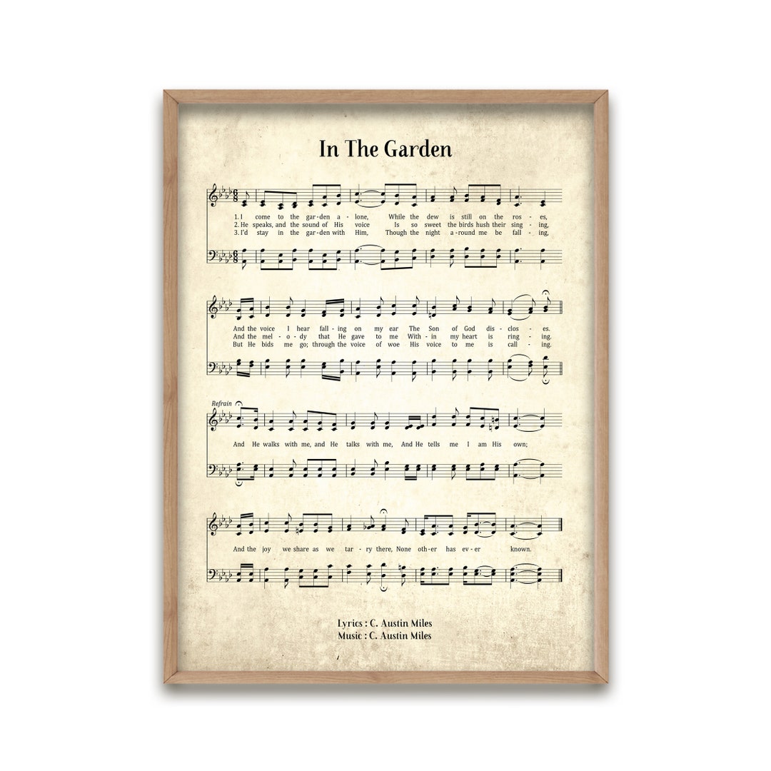 In the Garden Vintage Hymn Wall Art Print Biblical Sheet Music - Etsy