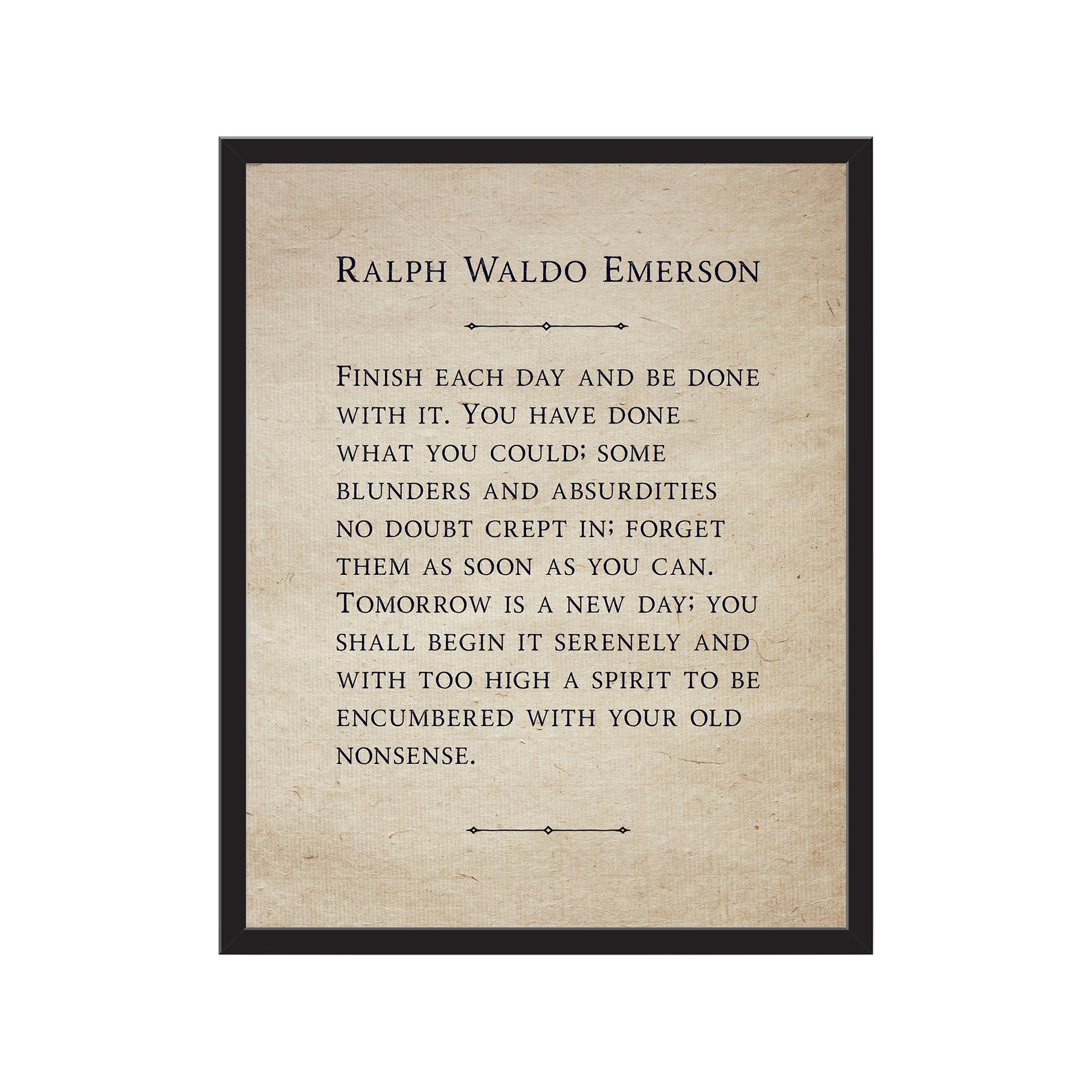 Ralph Waldo Emerson Finish each day Vintage Quote Print | Etsy