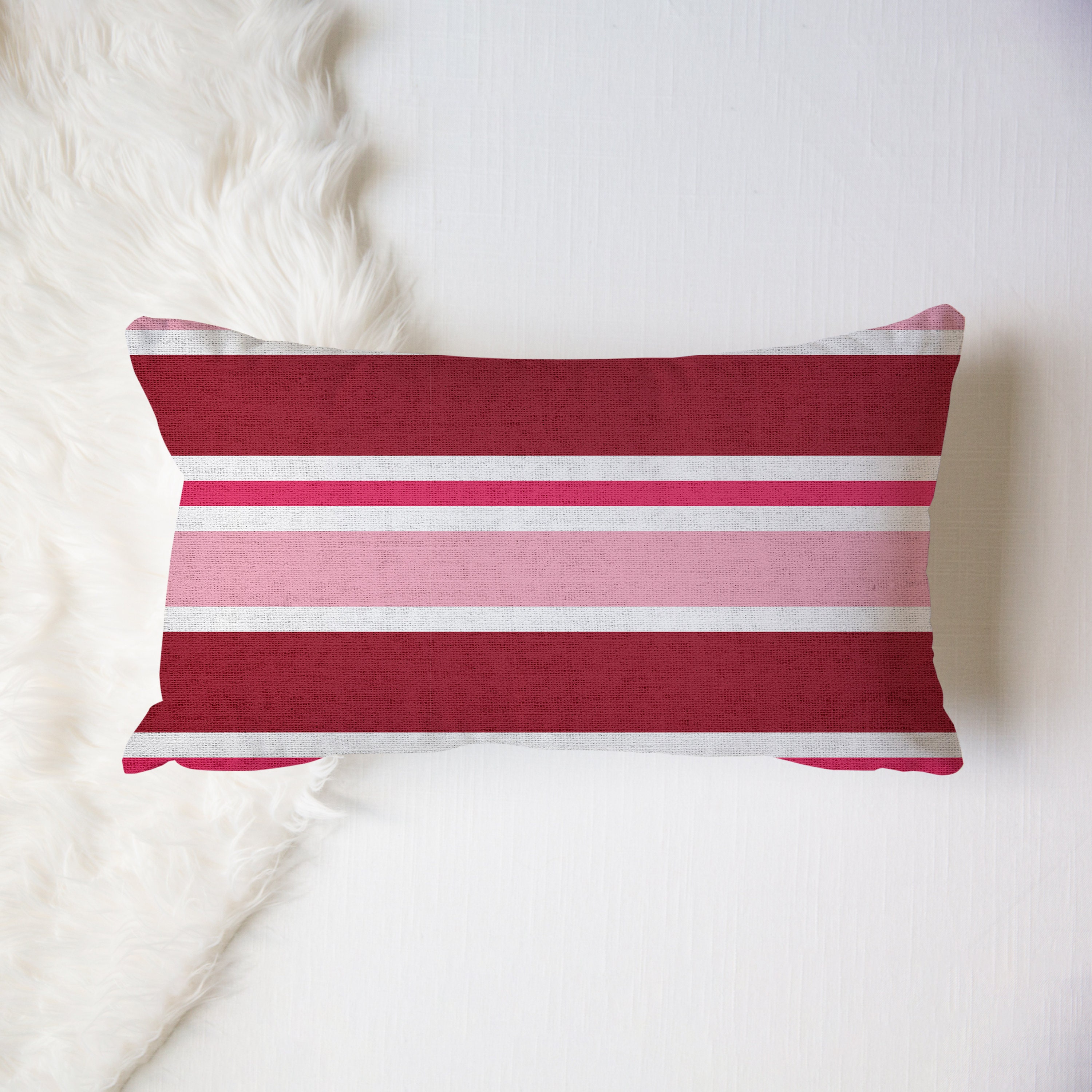 Pink Striped Lumbar Pillow Cover 12x20 Valentine's Day Etsy UK