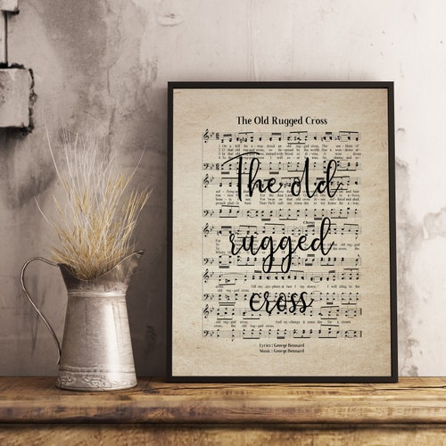 The Old Rugged Cross Vintage Hymn Wall Art Print Biblical Etsy
