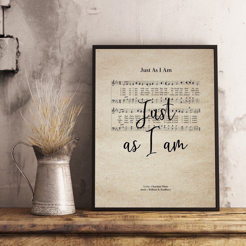 Just as I Am Vintage Hymn Wall Art Print Biblical Sheet Music Etsy