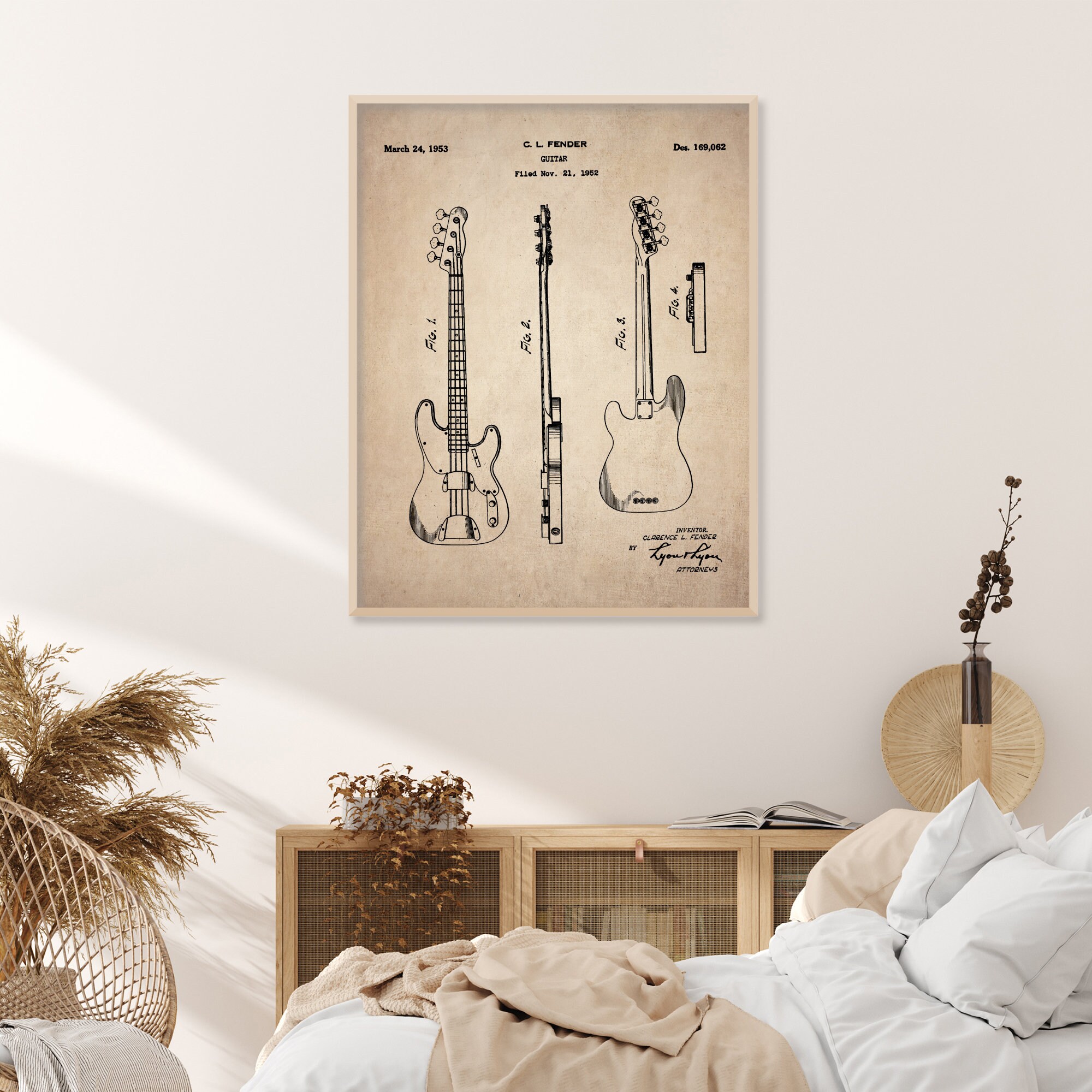 Fender Guitar Patent Unframed Vintage Wall Art Print Etsy