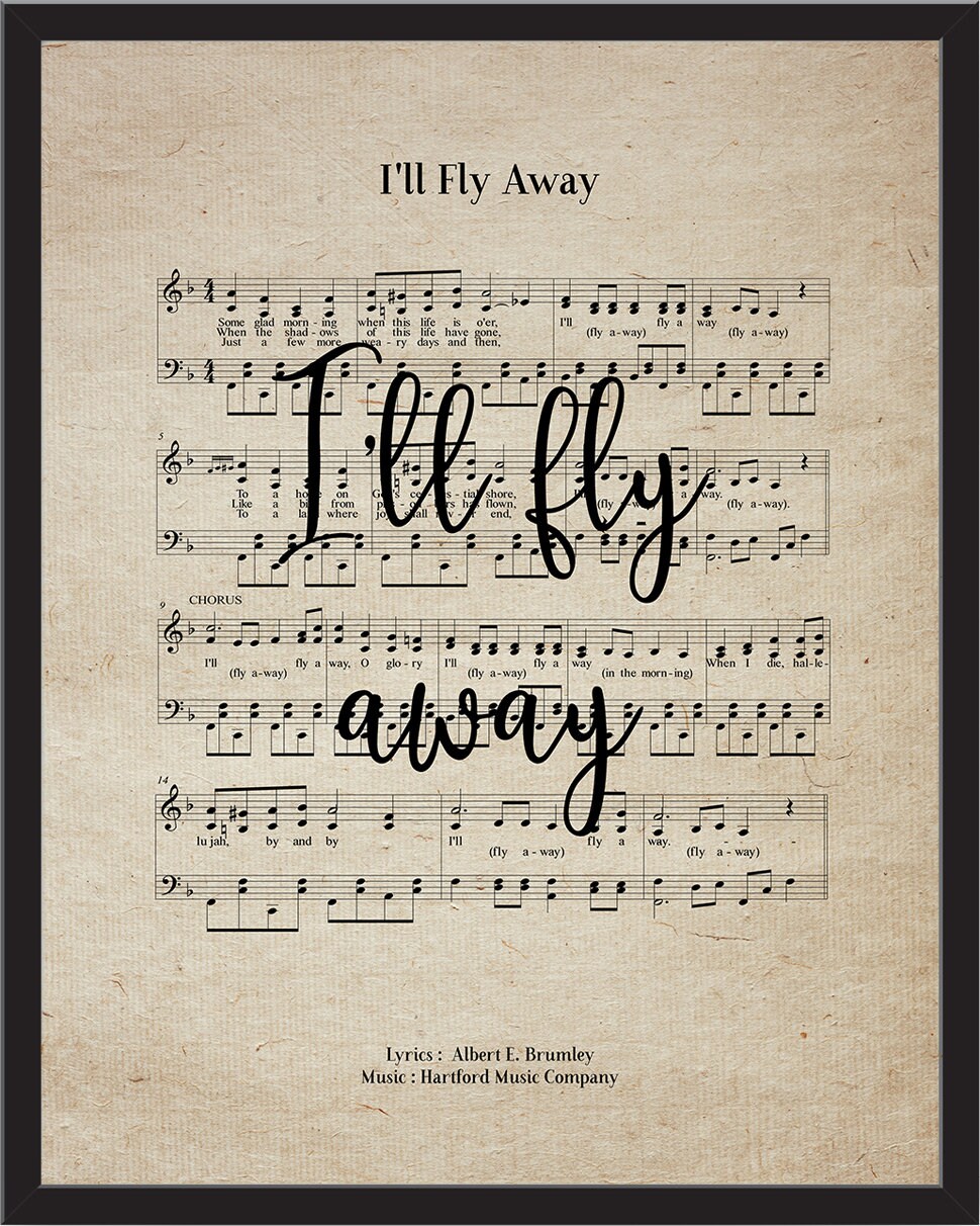 I'Ll Fly Away Vintage Hymn Wall Art Print Biblical Sheet | Etsy