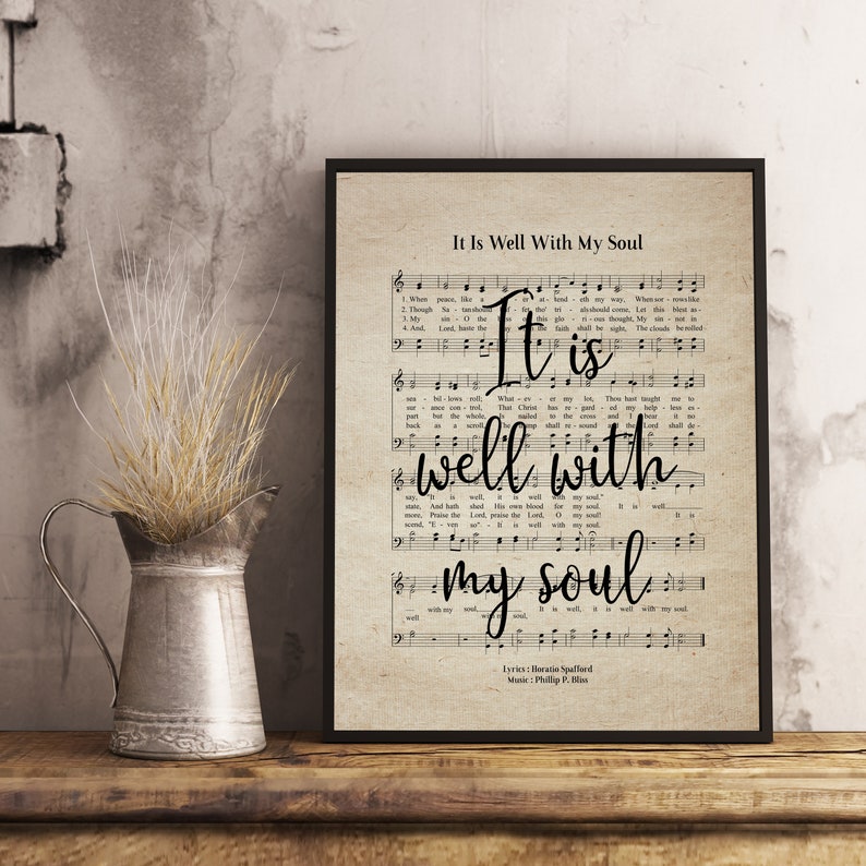 It is Well With My Soul Vintage Hymn Wall Art Print Biblical picture image