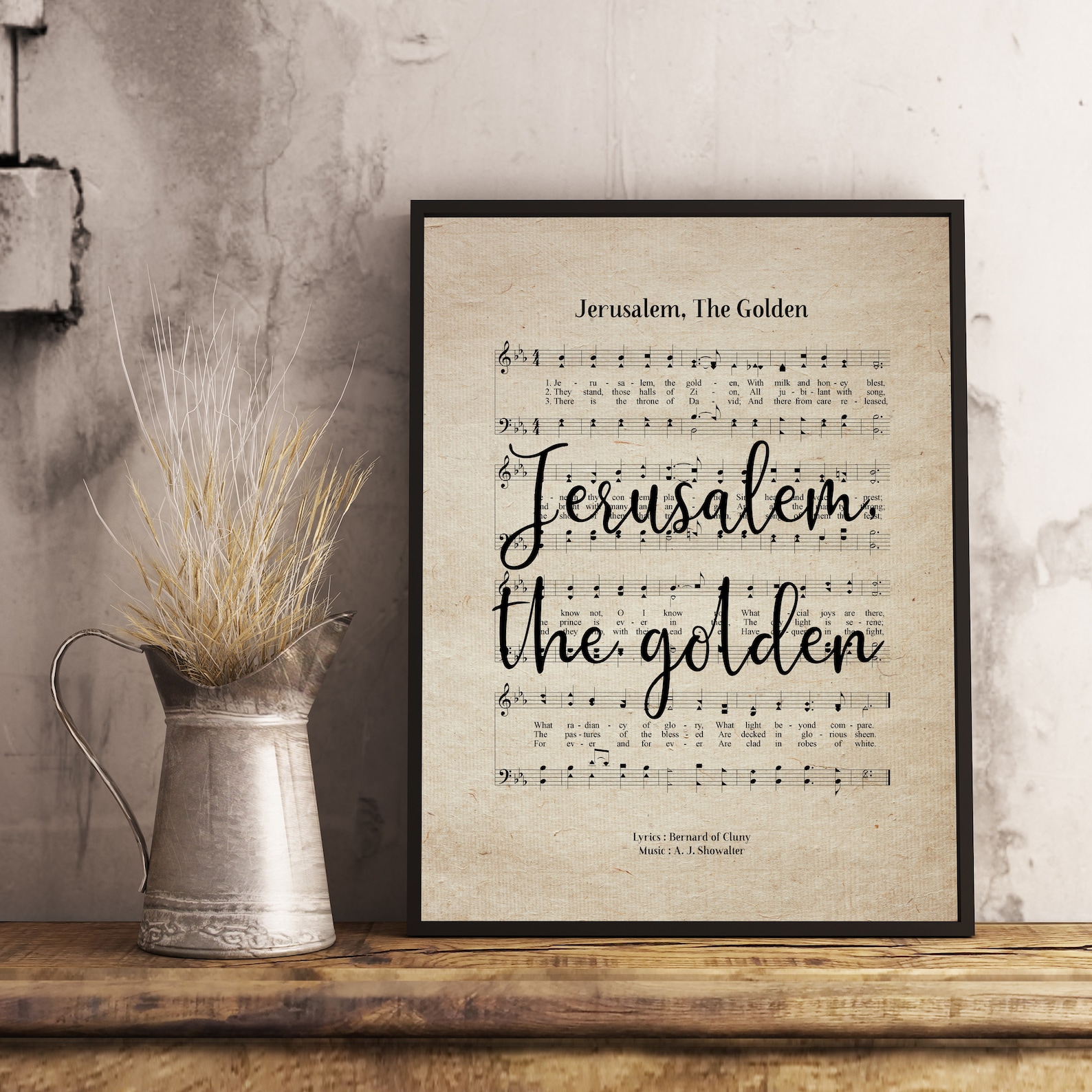 Jerusalem the Golden Vintage Hymn Wall Art Print Biblical Etsy