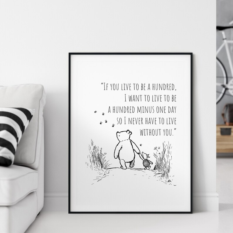 If You Live to Be 100 Vintage Winnie the Pooh Wall Art Print | Etsy