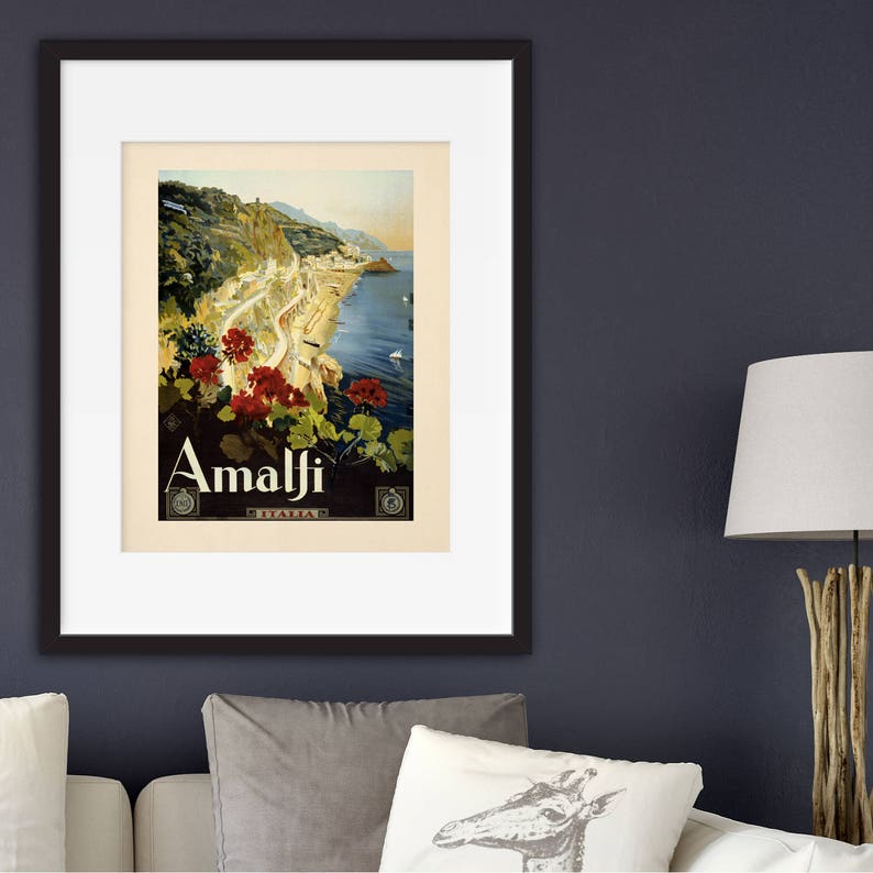 Amalfi Vintage Travel Print Wall Art Home Decor Poster - Vintage Adventure Home Decor