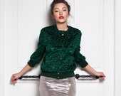 Luxury faux fur bomber - astrakhan emerald. Exclusive eco furs by Tissavel (France)