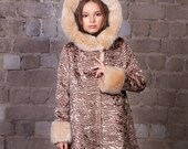 Luxury faux fur kids coat - astrakhan onyx. Exclusive eco furs by Tissavel (France)