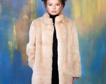 Luxury faux fur kids coat - sable onyx. Exclusive eco furs by Tissavel (France)