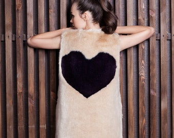 Luxury faux fur vest - sable onyx. Exclusive eco furs by Tissavel (France)