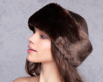 Sable Fur Headband - Tissavel Faux Fur Headband - Handmade Vegan Fur Head Cover - Warm Winter Headband for Women - Soft Luxury Ear Warmer