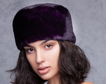 Elegant Women's Hat - Purple Fur Winter Hat - Luxury Hats Women - Gift For Her