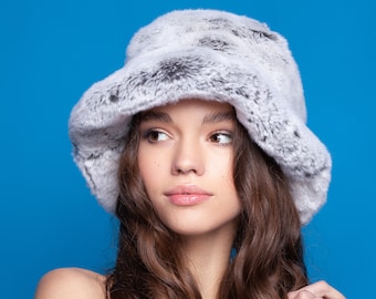 Fur Bucket Hats. Luxury Bucket Hat. Chinchilla Bucket Hat. Woman Bucket Hats. Faux Fur Bucket Hat. Exclusive eco furs by Tissavel (France)