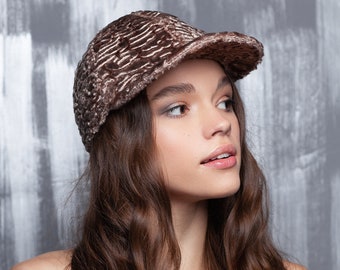 Luxury Cap. Beige Baseball Cap. Women's Caps. Sport Hats. Women Luxury Hat. Fur Baseball Hat. Exclusive eco furs by Tissavel (France)