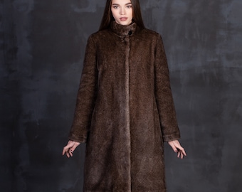 Faux Fur Coat. Brown Fur Coat. Brown Women Coats. Dark Mink Coat. Women Fur Coat. Brown Mink Coats. Exclusive eco furs by Tissavel (France)