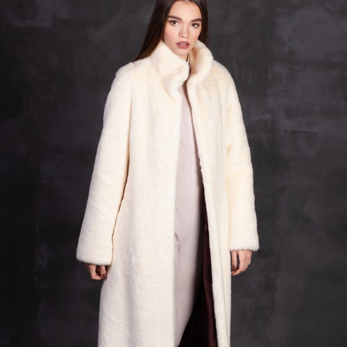 Luxury Faux Fur Coat Mink Pearl. Exclusive Eco Furs by - Etsy