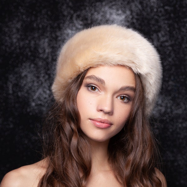 Sable Headband. Gold Head Wrap. Fluffy Turban. Furry Headband. Warm Headbands. Women's Fur Headband. Exclusive eco furs by Tissavel (France)