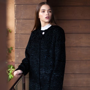 Fall Women Outwear. Women Coats. French Style Coat. Maxmara Style Coats. Classic Black Coat. Exclusive eco furs by Tissavel (France)