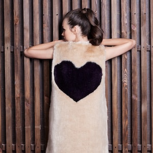 Embroiled Vest. Burning Man Vest. Vest With Applique. Vegan. Gold Color Vest. Sable Faux Fur Vest. Exclusive eco furs by Tissavel (France)