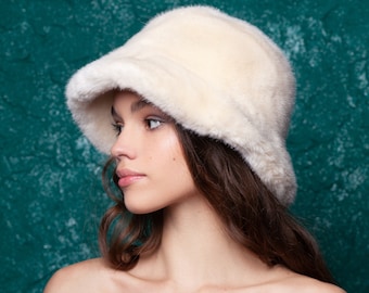 Fur Bucket Hats. Luxury Bucket Hat. Mink Bucket Hat. Woman Bucket Hats. Faux Fur Bucket Hat. Exclusive eco furs by Tissavel (France)
