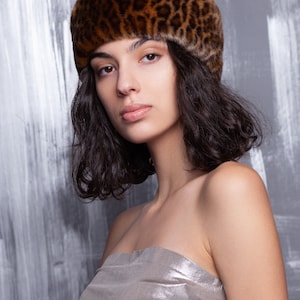 Women Leopard Hat. Leopard Fur Hat. Fur Hats. Luxury Hat. Leopard Hat. Woman Hats. Faux Fur Hat. Exclusive eco furs by Tissavel France image 2