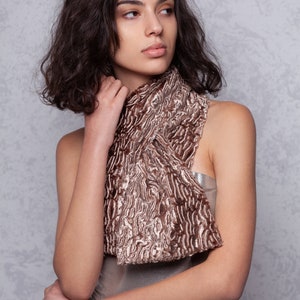 Golden Scarf. Fur Tie. Fur Mufflers. Winter Tie. Beige Scarfs. Women's Scarfs. Women's Muffler. Exclusive eco furs by Tissavel France image 2