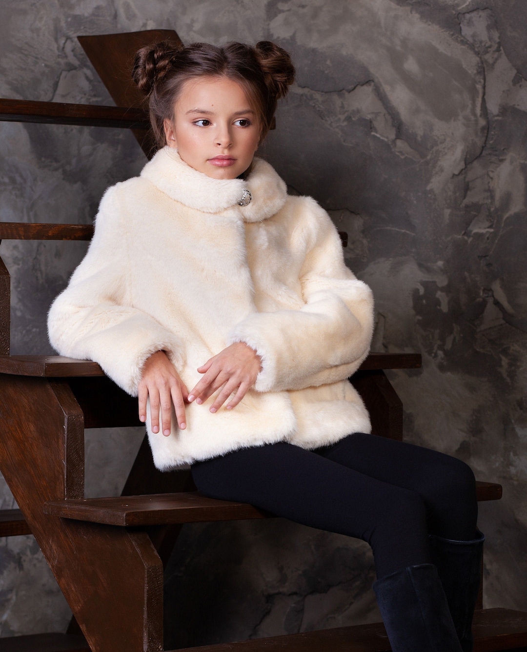 Faux Fur Kids Coat. Kids Mink Coat. Teen Fur Coat. Fake Fur Kids