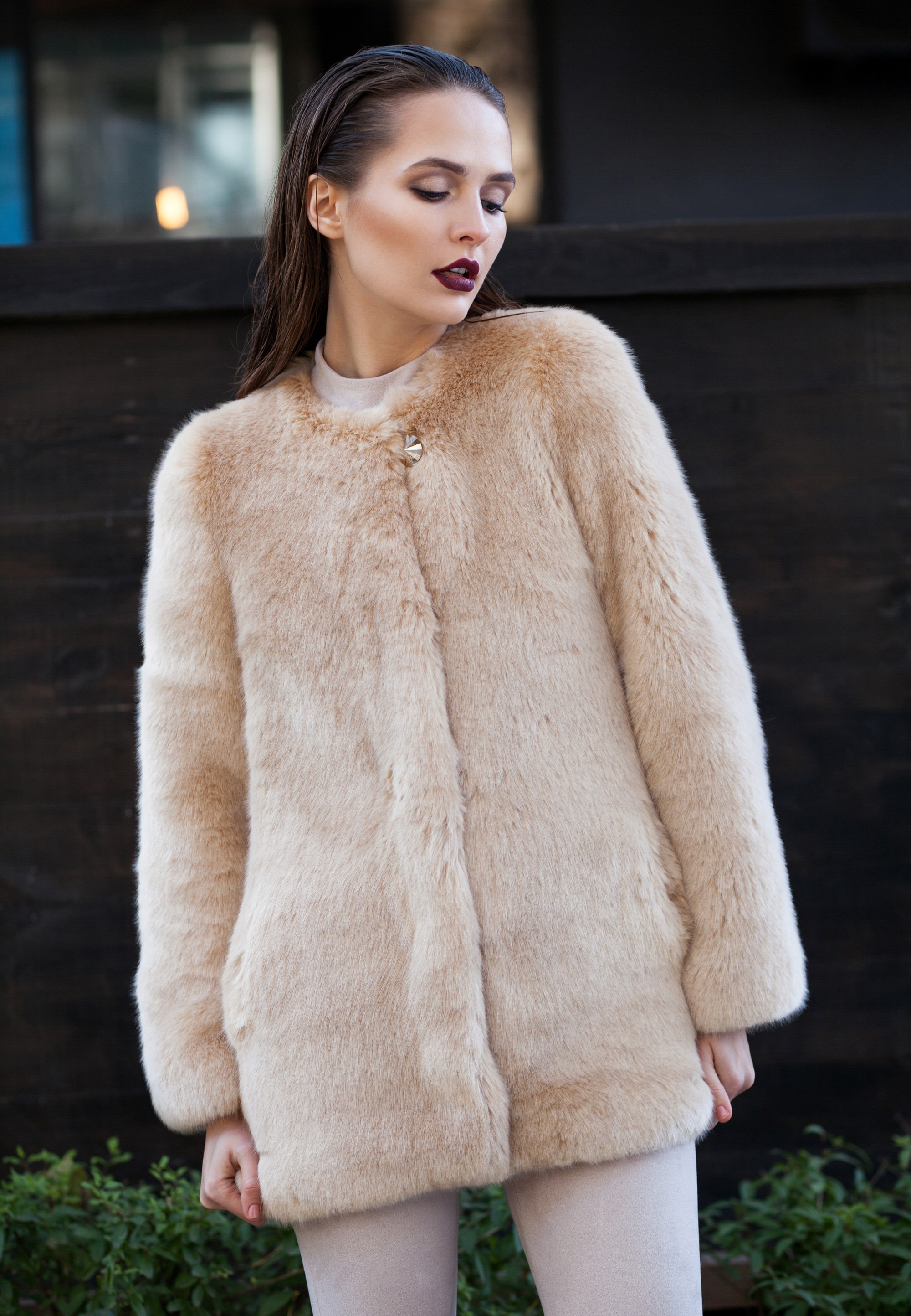Luxury faux fur coat sable onyx. Exclusive eco furs by Etsy