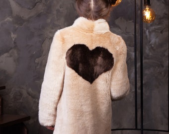 Luxury faux fur kids coat - sable onyx. Exclusive eco furs by Tissavel (France)