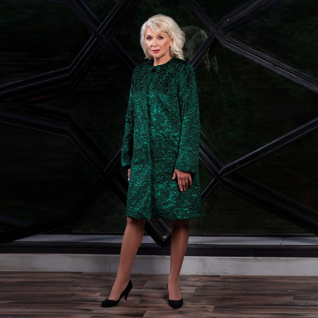 Cappotto di pelliccia verde Cappotto invernale verde da