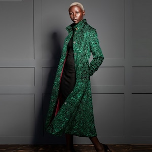 long green dress coat Mens Woolen Peak Lapel Long Coat with Pockets