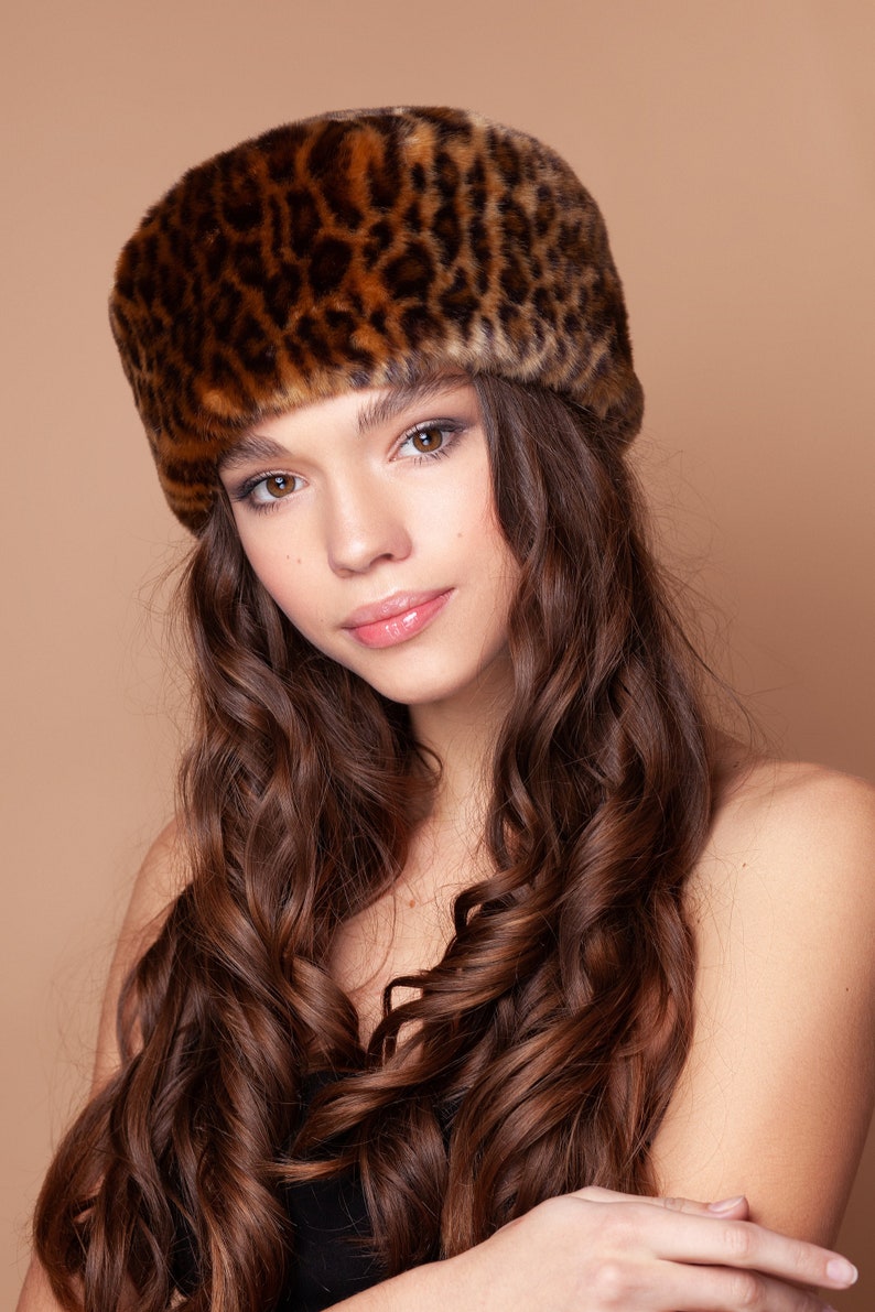 Women Leopard Hat. Leopard Fur Hat. Fur Hats. Luxury Hat. Leopard Hat. Woman Hats. Faux Fur Hat. Exclusive eco furs by Tissavel France image 1