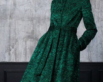 Luxury Faux Fur Astrakhan Green Long Women Coat