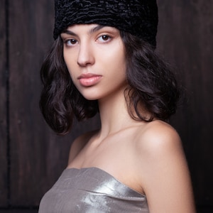 Black Hats. Luxury Hats. Astrakhan Hat. Women's Hats. Black Women Hat. Elegant Hats. Exclusive eco furs by Tissavel France image 2