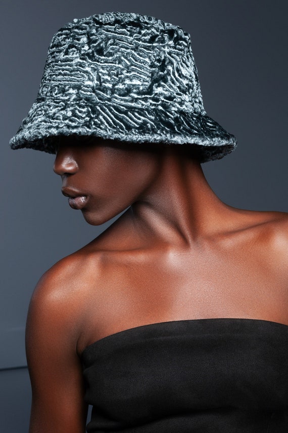 Bucket Hat. Stylish Bucket Hats. Women Retro Hat. Vintage Hat Women. Silver  Fur Hat. Faux Fur Hat. Exclusive Eco Furs by Tissavel france 