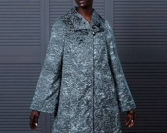 Gray Vegan Trench Coat - Women's Oversize Trenches - Elegant Trench - Exclusive eco-furs by Tissavel (France)