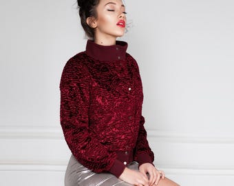 Bomber Jacket - Garnet Faux Fur Bombers - Exclusive Tissavel Eco Fur - Gift For Her