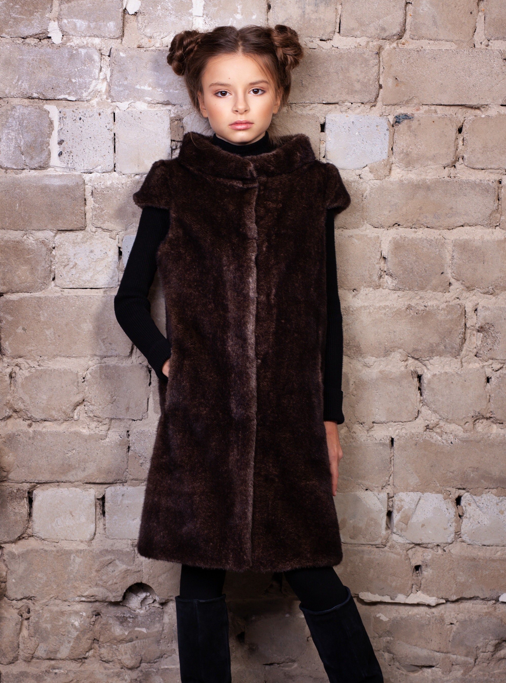 Furry Kids Vest. Fur Vest for Teens. Eco Fur Tissavel Vest