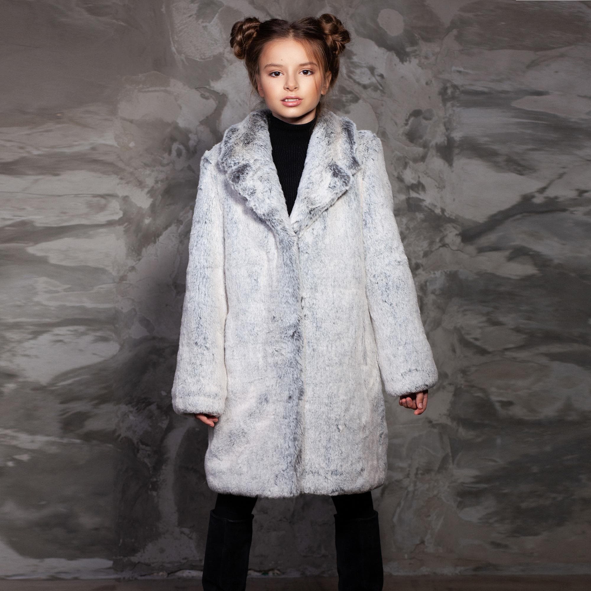 Kids Winter Coat - Chinchilla Faux Fur Coat for Girls - Elegant