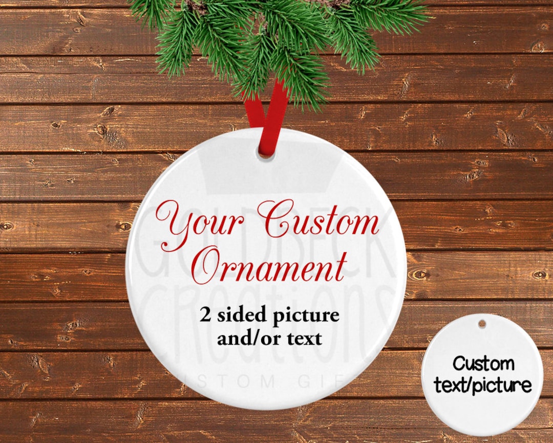 Custom 2 Sided Ceramic Ornament Christmas Decor Picture Ornament Text