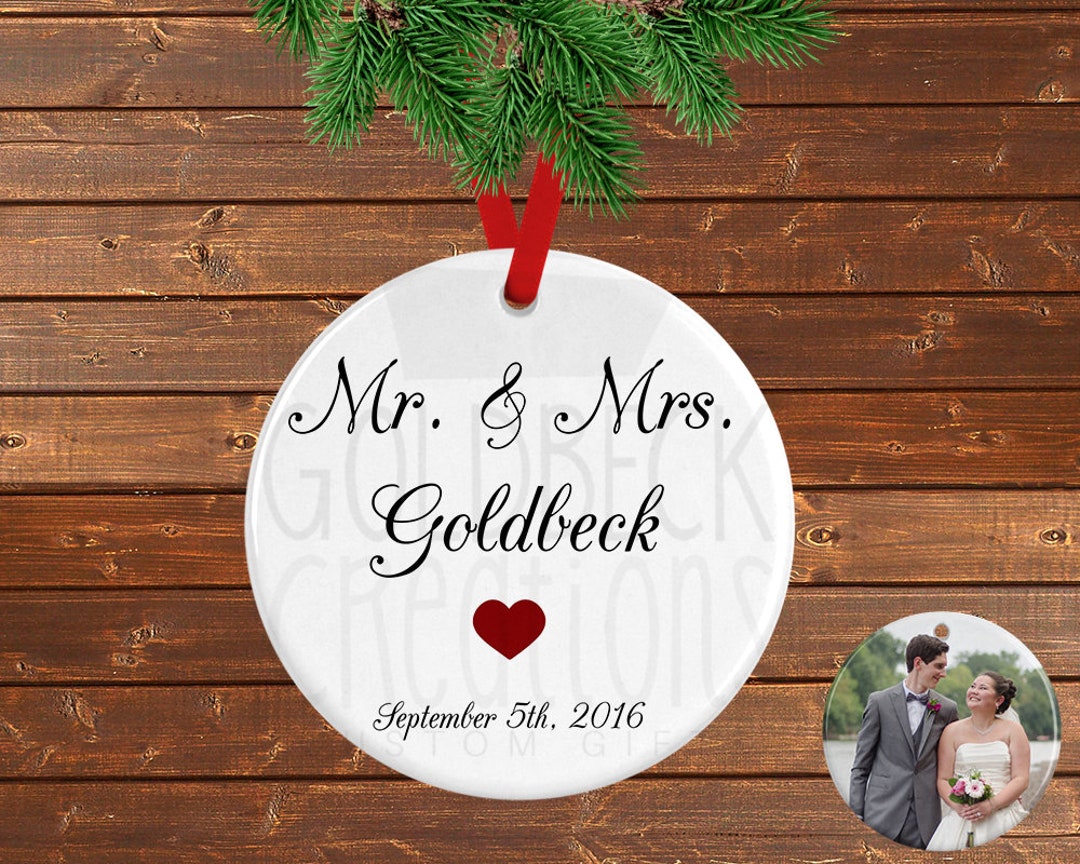 Wedding Ornament 2 Sided Custom Ceramic Ornament, Personalized Ornament ...