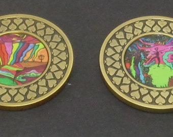 New 2 Disc Golf Art coins. 2.5 inches.